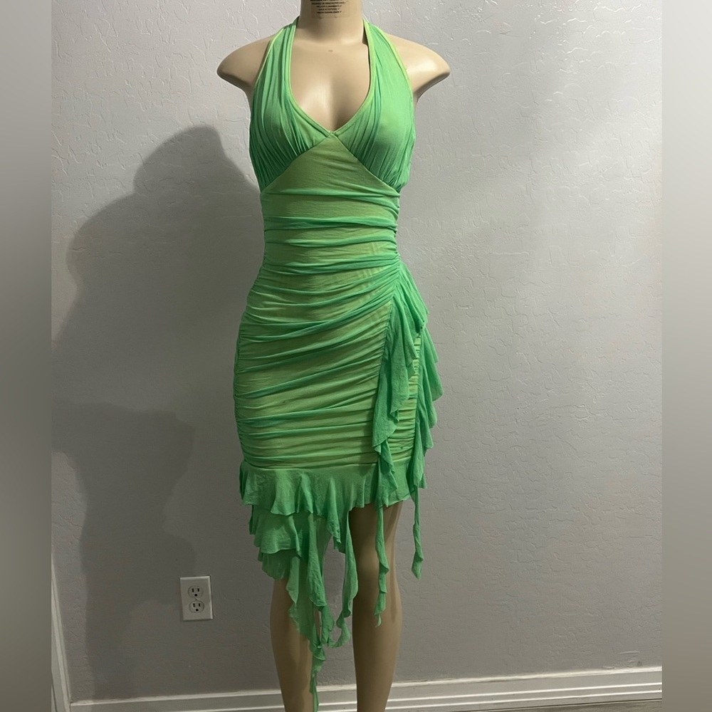 Green Ruffle Dress - Picture 2 of 11